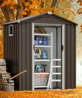 5x3 Ft Metal Outdoor Garden Storage Shed Waterproof Weather Resistant Steel Tool Storage House With Window And Lockable Double Doors