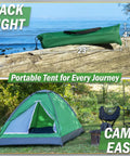 Two Person Camping Tent Shelter With Rain Fly And Carrying Bag Lightweight Dome For Backpacking Hiking And Beach Green on log