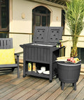 85 Quart Wheel Cart Cooler for Patio and Pool Deck Party Outdoor Beverage Station with Bottle Opener and Extra Storage