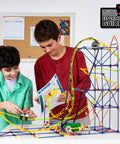 Roller Coaster Building Set With 546 Pieces And Motor Hands On STEM Toy For Ages 8 Plus Creative Building Kit For Solo Or Team Play Includes Ramp And Half Pipe Models, two boys building coaster