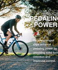 Cyclist using Toe Clips L/XL And 515XL Toe Straps Set With Technopolymer Double Prongs And 440mm Braided Straps on a bicycle