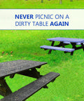 Three Piece Set 8 Foot Picnic Table Cover With Bench Covers And Vinyl Fitted Tablecloth Blue Checkered For 6 And 8 Foot Tables Camping Essentials And RV Accessories