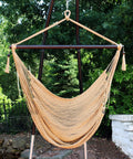 Outdoor Hammock Chair Swing For Reading And Lounging On The Patio Or Indoors 300 Lb Capacity Caribbean XL Tan Durable Soft Polyester Rope Seat