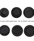 102 Piece Auto Push Pin Rivet Kit 6 In 1 showing six types of black rivets in various hole sizes from 1/4 to 25/64 inches.
