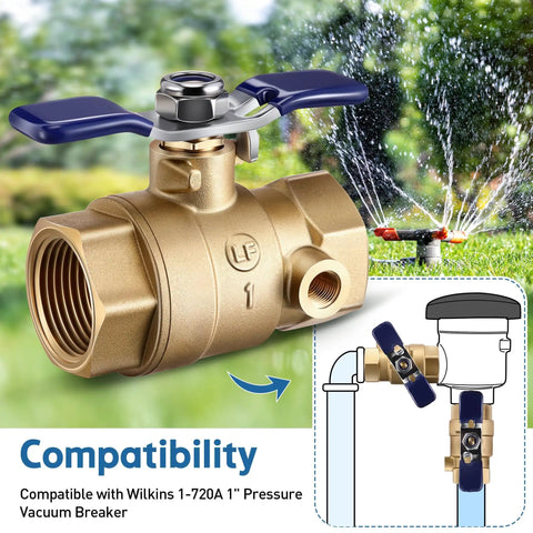 Heavy Duty Brass Backflow Ball Valve With Test Port, 1 Inch FPT Threaded, Full Port Shut Off Valve For Residential Water Plumbing, Built To Last, Easy Backflow Testing, Durable And Corrosion Resistant.