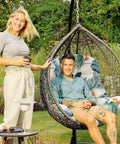 Waterproof Hammock Egg Chair Cushion For Indoor Outdoor Use Hanging Basket Chair Pad For Patio And Garden Large 90x120cm 35x47in Navy Green Cozy Back Pillow Pad For Outdoor Relaxation