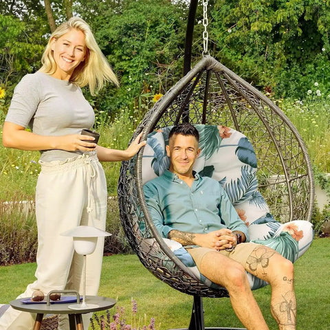 Waterproof Hammock Egg Chair Cushion For Indoor Outdoor Use Hanging Basket Chair Pad For Patio And Garden Large 90x120cm 35x47in Navy Green Cozy Back Pillow Pad For Outdoor Relaxation