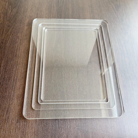 Clear plexiglass template for Shop Grade Router Table Insert Plate With Rabbet Cutout Template Kit, 11.75x9.25 inch.