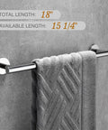Chrome Bathroom Accessories Set 5 Piece With 18 Inch Bath Towel Bar on wall holding grey towel, SUS304 stainless steel