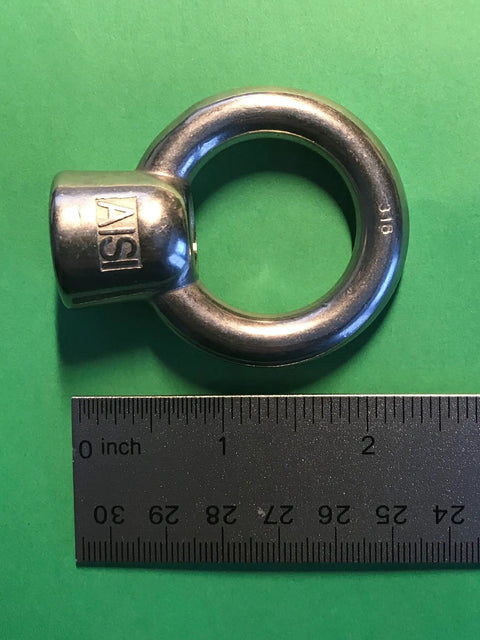 Marine Grade 316 Stainless Steel Lifting Eye Nut One Half Inch UNC Thread With Pitch 13 for heavy duty hoisting and anchoring
