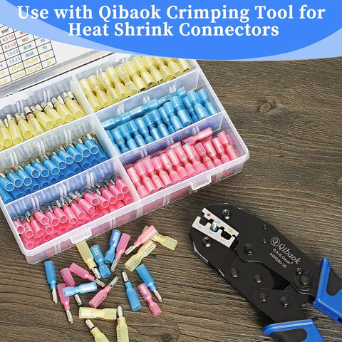 320 Piece Heat Shrink Bullet Connectors Kit With Female And Male Terminals Insulated Waterproof Electrical Marine Crimp Automotive Connectors Durable Marine Grade Weatherproof Splice Protectors For Fast Secure Connections In Cars Boats And RVs with Qibaok crimping tool