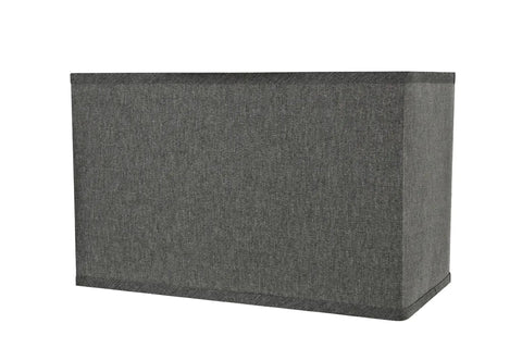 Transitional Rectangular Hardback Lamp Shade In Smoke Grey Fabric With Brass Spider Fitter, Modern Rectangle Shape, side view