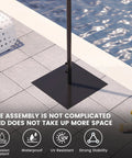 Sturdy 40 Pound Outdoor Umbrella Base With Stainless Steel Tube And Heavy Duty Square Steel Stand In Black Powder Coat