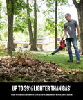 Person using Cordless Leaf Blower With Battery And Charger V20 For Quick Yard Cleanup Up To 110 MPH Air Speed in garden