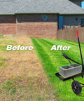 40 Inch Tow Behind Dethatcher With 20 Spring Steel Tines for Thick Lawns shown improving lawn texture after use