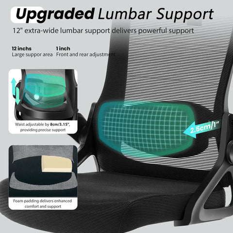 Ergonomic Office Chair With 400 Lb Weight Capacity, Ultra Comfy, Adjustable Lumbar Support, Breathable Mesh, highlighted