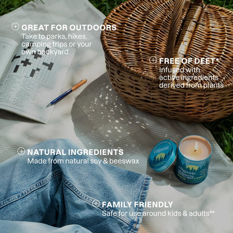 Mosquito Repellent Candle For Outdoor Use With Citronella And Essential Oils DEET Free 9oz Soy And Beeswax Blend in outdoor setting