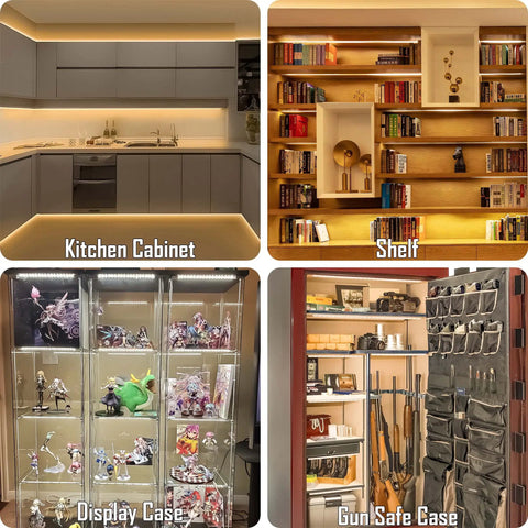 Under Cabinet LED Lights Kit With Six 12 Inch Bars Seamlessly Linkable Includes Adapter And Switch Ideal For Kitchen Cabinets Gun Safes Shelves And Display Cases 5000K Daylight 960 Lm High CRI 90 Plus Flicker Free Glare Free ETL Listed.
