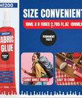 Permanent Fabric Glue For Clothes And Crafts That Binds Strong, Flexible And Washable tube, 10ml, pack of 8