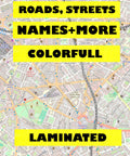 Seattle 18x24 Laminated Map Poster With Neighborhoods, Streets, Highways And Parks featuring colorful street names and details.