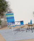 Extra Tall 17 Inch High Folding Beach Chair With Four Position Recline For Beach Camping And Lawn Built On A Rustproof Aluminum Frame