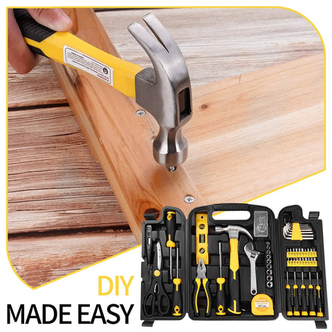 94 Piece Home And Auto Repair Tool Kit With Socket Wrench Set Pliers Screwdrivers And Mixed Hand Tools In Durable Toolbox Case
