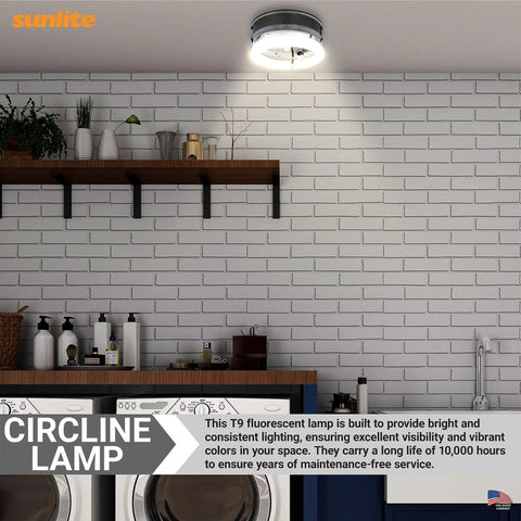 8 Inch T9 Round Fluorescent Circline Lamp 22W 1250 Lumens 4100K Cool White G10Q 4 Pin Base 1 Pack Energy Efficient lit in kitchen