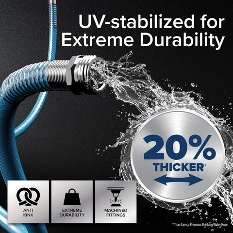 TastePURE 4-Foot Premium Camper RV Drinking Water Hose With 20% thicker no-kink design and UV-stabilized durability, spraying water