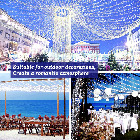 403Ft 1000 LED Outdoor Christmas Lights With 8 Modes And Timer Waterproof Green Wire Fairy String Lights illuminating outdoor spaces