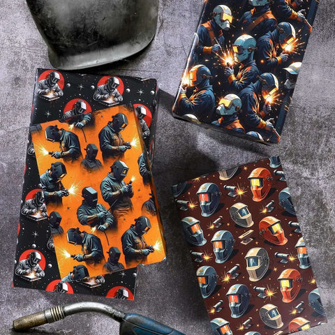 Welder Gift Wrap Bundle With 12 Sheets Welding Themed Paper Featuring Helmet And Tools Designs Ideal For Welders, Metal Workers, DIY Crafters 20 By 28 Inches Durable Pre Folded