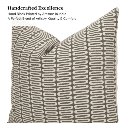 Hand Block Print Throw Pillow Covers 20 By 20 Inches 2 Pack Artisan Made Neutral Cushion Covers For Sofa Bed Chair Home Decor Boho Vibe 100 Percent Cotton Indoor gray printed pillow cover