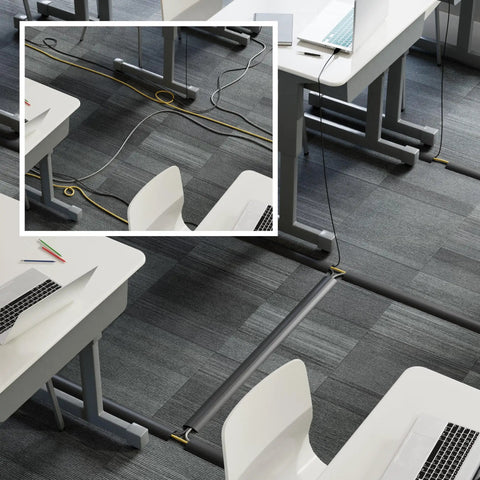 Classroom with 30Ft Floor Cord Cover And Cable Protector For Home Office, Flexible PVC Cable Management System in use