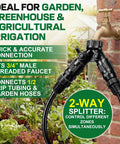 All In One Drip Irrigation Starter Kit With A Two Way Y Splitter, Includes Two 25 PSI Garden Hose Regulators, wall-mounted