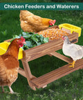 No Waste Chicken Feeders And Waterers Kit With Picnic Table Includes Two Water Feeders Handmade Wooden Chicken Coop Supplies And Accessories For Backyard Poultry Durable Easy To Clean And Family Friendly.