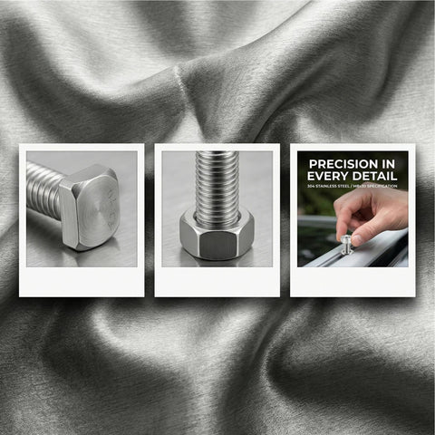 Heavy Duty 10 Pack M8 X 25mm Stainless Steel T Slot Bolts For Roof Rack Cross Bars showcasing bolt detail and installation in T track