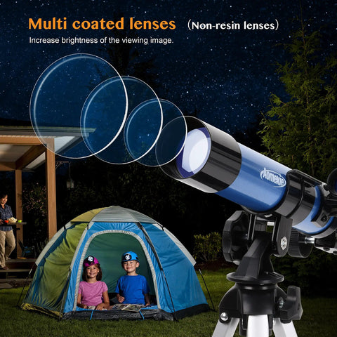 Portable Telescope For Kids And Astronomy Beginners 40 By 400 With Tabletop Tripod And Two Eyepieces Finderscope Compass Space Gift For Stargazing For Night Sky Observation blue refractor telescope with coated lenses