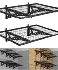 Two Pack 2x3 Foot Wall Mounted Garage Storage Rack Set Heavy Duty Steel Wire Mesh Shelves For Tool Organization And Garage Storage Black Finish Durable And Easy To Install