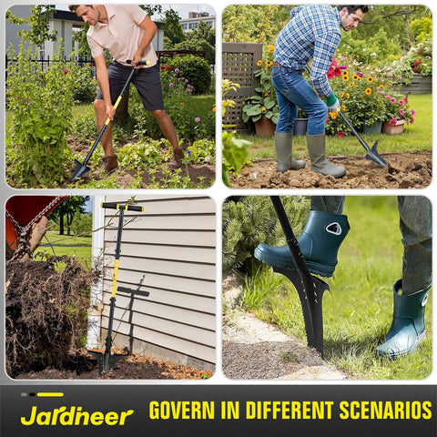 Long Handle Garden Shovel For Digging And Root Cutting With Serrated Blade used in various gardening scenarios