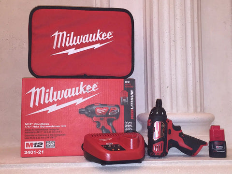 Heavy Duty 12 Volt Cordless Screwdriver Kit With Dual Lithium Ion Batteries Fast Charger And Rugged Case For Pros showing compact screwdriver and accessories.