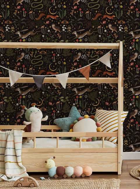 Enchanted Forest Mood Peel And Stick Wallpaper For Dark Background Decor Single Sheet 24 W By 48 H Or 24 W By 108 H Inches 2 By 9 Feet Removable Repositionable Vinyl Backed Easy To Apply