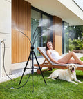 Standing Misting System For Outdoors With 26Ft Hose And 4.8Ft Adjustable Height Tripod Base Portable Patio Cooler