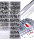 Complete Eyeglass Repair Kit Featuring 1500 Micro Screws And Nose Pads For Glasses Sunglasses And Prescription Frames with organized screws.
