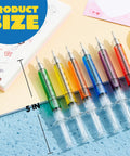 36 Pack Syringe Pens Set With Retractable Tip In Multi Color Ink Red Black Blue For Nurse Gifts Party Favors shown with size scale