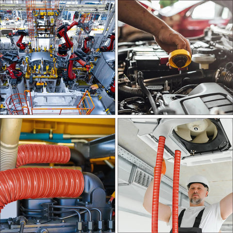 Beefy 2 Inch Silicone Intake Hose With 1 Meter Length for auto air system shown in industrial and automotive environments