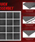 Diagram showing 0.79 Inch Extra Thick Exercise Mats, 12 Pack Interlocking Gym Flooring Tiles With Rubber Top, assembly steps.