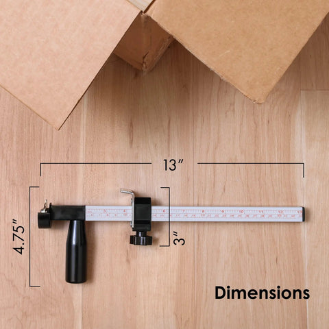Box Resizer Tool With Scoring Wheel For Cardboard Boxes And Shipping Boxes, 13 inch measuring guides, white and black handle