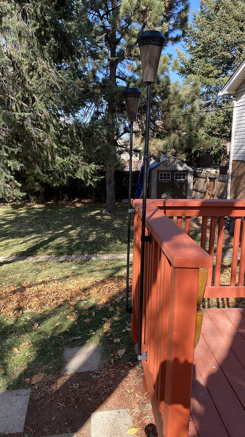 Black Tiki Torch Deck Or Fence Mount For One And One Eighth Inch Outside Diameter Poles Vertical Mount On Deck Rail Outdoors