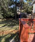 Durable Black Tiki Torch Deck Or Fence Mount Fits Three Quarter Inch And One Inch Poles One Set With Vertical Design installed on deck