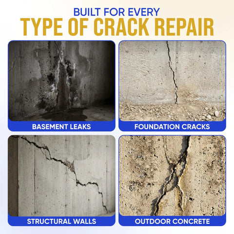 Concrete Crack Repair Kit With All Tools And Urethane Injection System for DIY Projects Wall Crack Repair Paste to Stop Basement and Foundation Leaks Permanently Expands Up To Twenty Times To Seal Deep Cracks in various crack types