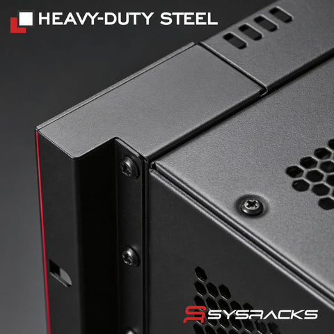Close-up of 42U Server Rack Cabinet heavy-duty steel construction with locking features and cooling vents.